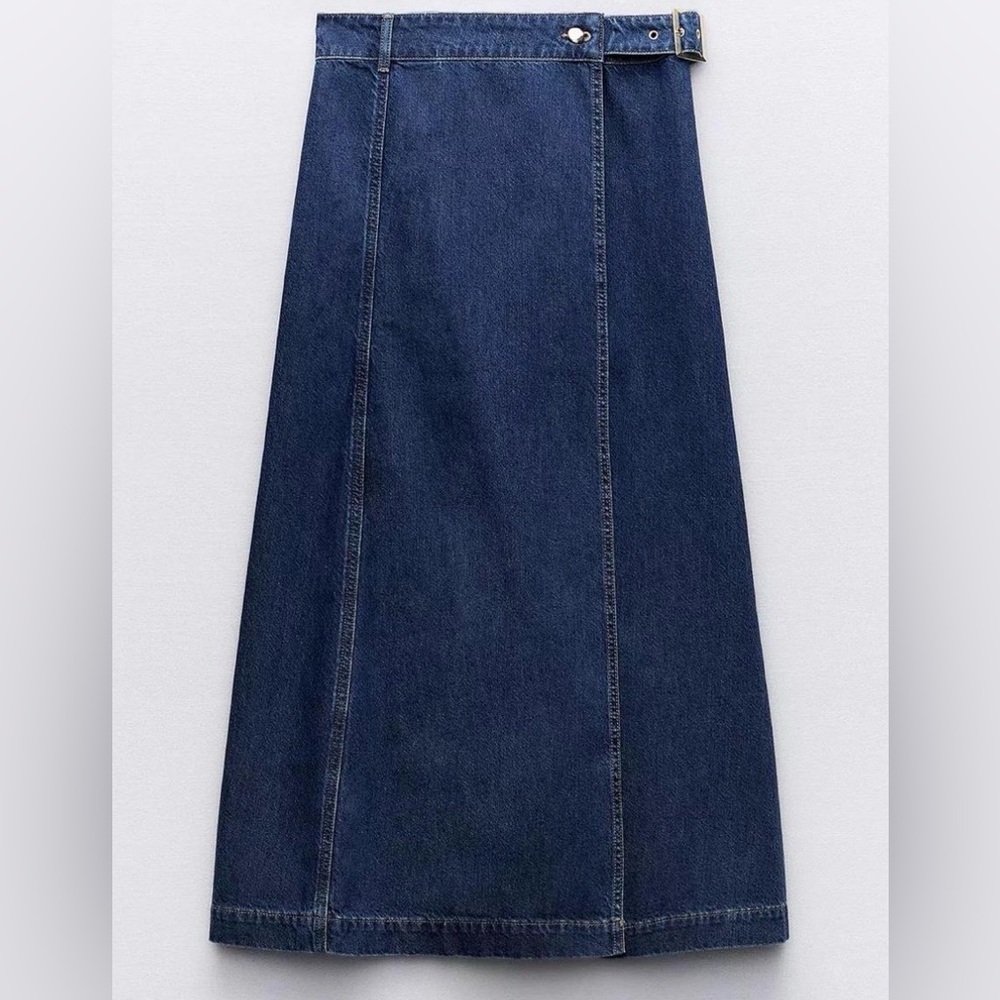 Zara Blue A-Line Denim Skirt Size L